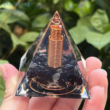 Energy Pyramid Orgonite with Natural Amethyst & Peridot – Reiki Chakra Meditation Tool